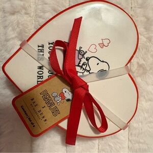 NWT Rae Dunn Peanuts Heart-Shaped Coaster Set - Red and White set of 4